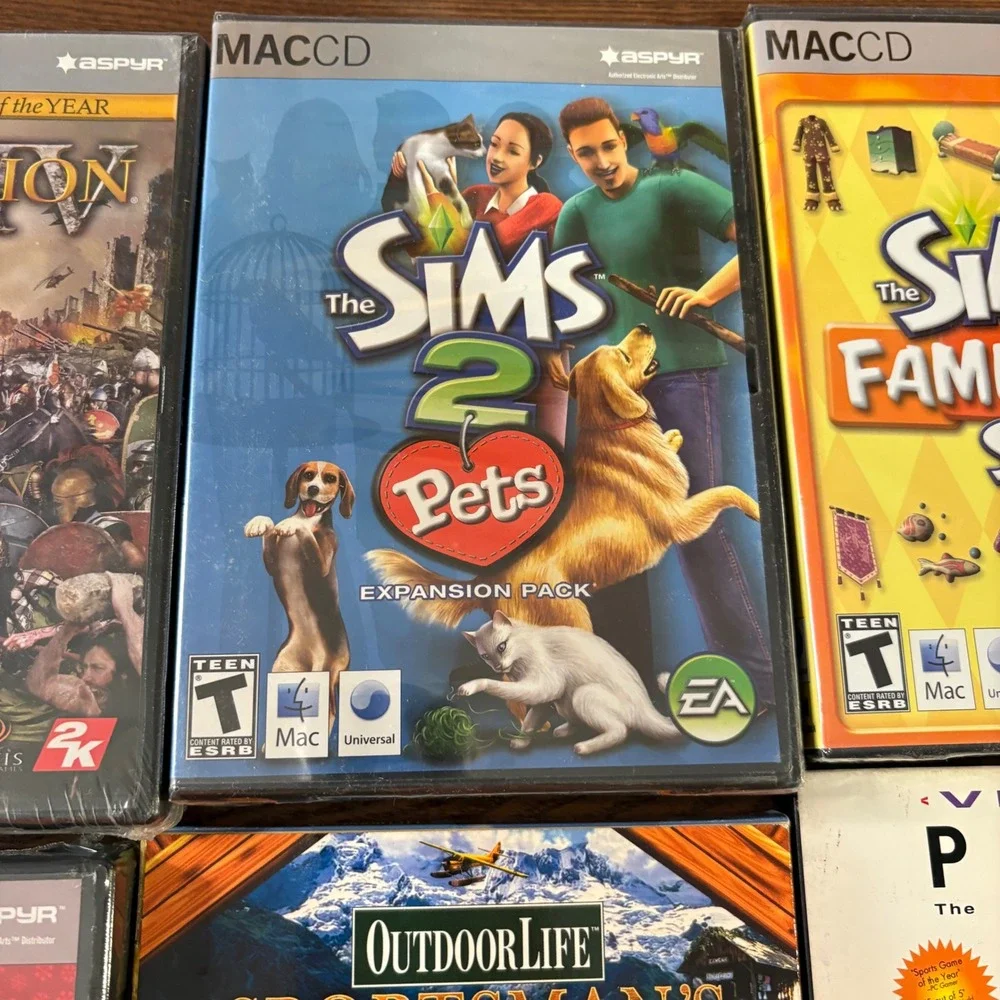 Lot of 9 PC Mac Games Sims 2 Pets Civilization IV Virtual Pool 360‎ Paris CD-ROM